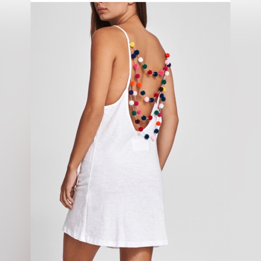 🏝️ PITUSA ☀️White Mini PomPom Dress / Cover Up